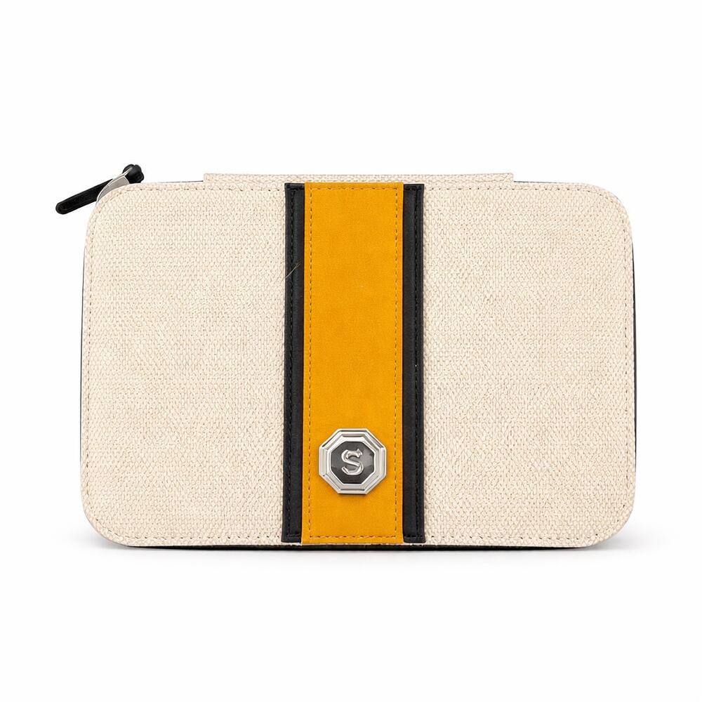 Estella Bartlett Slim Jewelry Box Travel Organizer Cream Yellow EUC